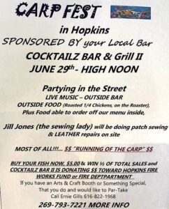 Carp Fest to get under way at noon June 29 in Hopkins @ Downtown Hopkins MI