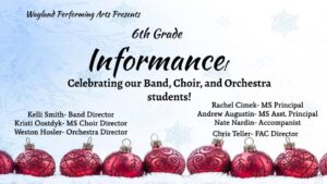 'Informance' concert reset for Tuesday, Jan. 14 @ WHS Fine Arts Center